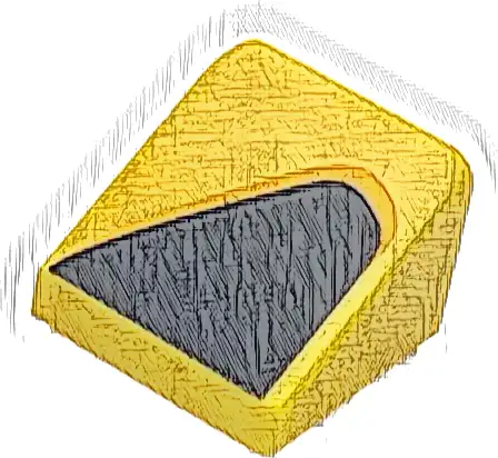 Slope 30 1 x 1 x 2/3 with Black and Bright Light Orange Curved Triangle / Vent Pattern Model Left Side