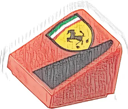 Slope 30 1 x 1 x 2/3 with Ferrari Logo and Black Triangle Pattern Model Left Side