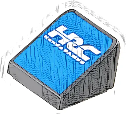 Slope 30 1 x 1 x 2/3 with White Stylized 'HRC' and 'Honda RACING' on Blue Background Pattern