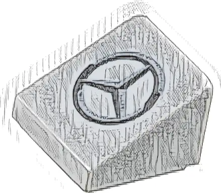 Slope 30 1 x 1 x 2/3 with Black and Dark Silver Mercedes Logo Pattern