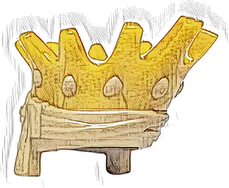 Część LEGO® 5478pb01 Minifigurka, nakrycie głowy owijka z odlewaną złotą koroną, wzór