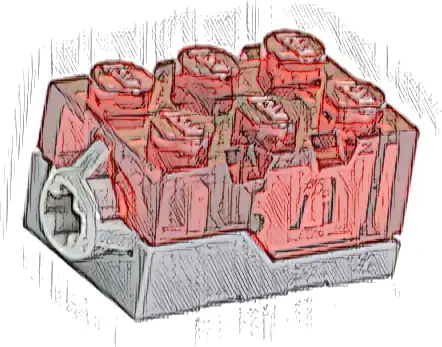 Electric, Light Brick 2 x 3 x 1 1/3 with Trans-Red Top and Red LED Light