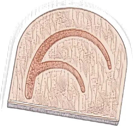Tile, Round 2 x 2 Half Circle Extended with Medium Nougat Curved Lines Pattern Model Left Side (Super Mario Inner Ear)