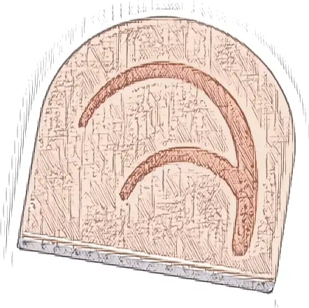 Tile, Round 2 x 2 Half Circle Extended with Medium Nougat Curved Lines Pattern Model Right Side (Super Mario Inner Ear)