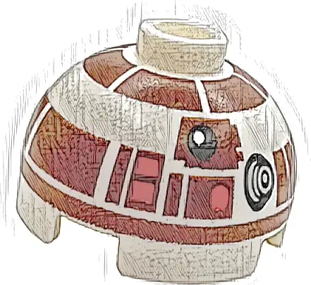 Brick, Round 2 x 2 Dome Top with Reddish Brown Panels and Band Around Dome Pattern (R7-D4)