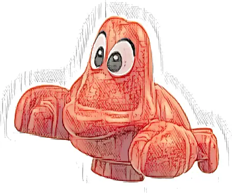 Duplo Crab with White Eyes, Black Pupils and Eyelids Pattern (Sebastian)