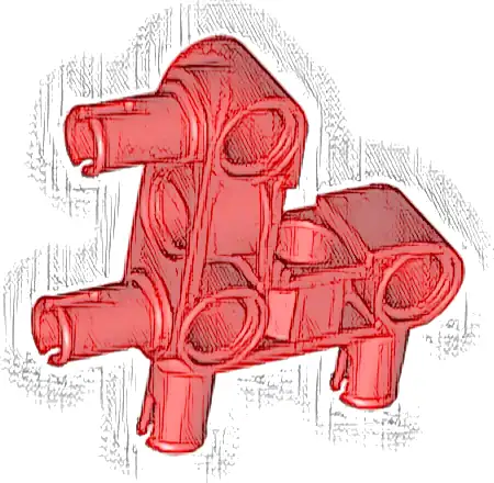 Technic, Pin Connector Perpendicular 3 x 3 Bent with 4 Pins