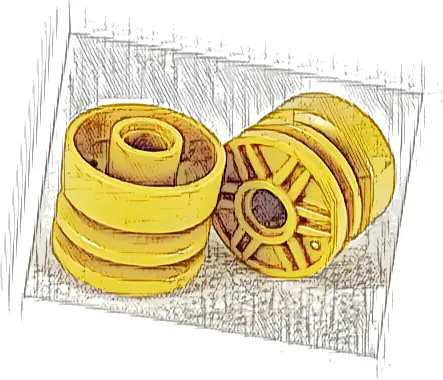 Wheel 18mm D. x 14mm with Pin Hole, Fake Bolts and Shallow Spokes