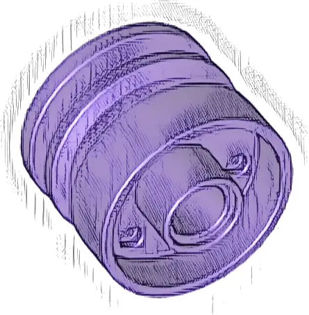 Wheel 18mm D. x 14mm with Pin Hole, Fake Bolts and Shallow Spokes
