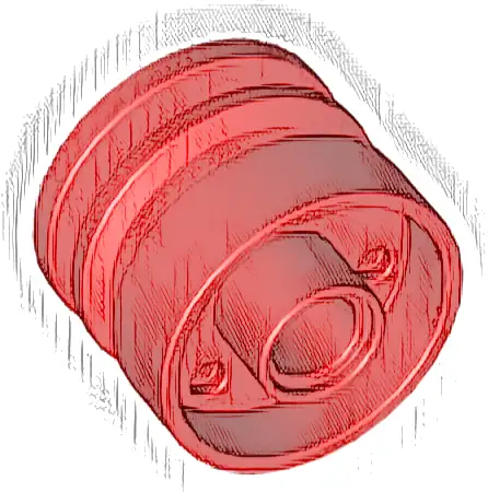 Wheel 18mm D. x 14mm with Pin Hole, Fake Bolts and Shallow Spokes