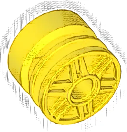 Wheel 18mm D. x 14mm with Pin Hole, Fake Bolts and Shallow Spokes