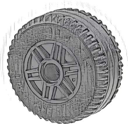 Wheel 18mm D. x 14mm with Pin Hole, Fake Bolts and Shallow Spokes with Black Tire 30.4 x 14 Solid (55981 / 58090)