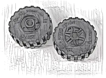 Wheel 18mm D. x 14mm with Pin Hole, Fake Bolts and Shallow Spokes with Black Tire 37 x 14 (55981 / 35578)