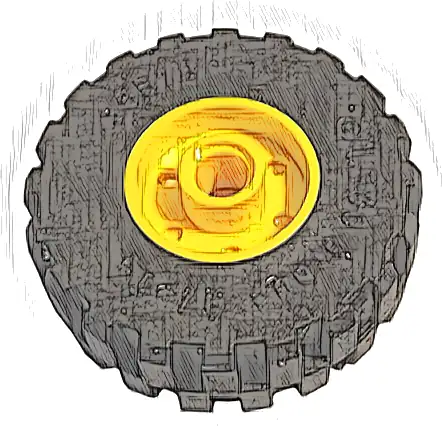 Wheel 18mm D. x 14mm with Pin Hole, Fake Bolts and Shallow Spokes with Black Tire 37 x 14 (55981 / 35578)