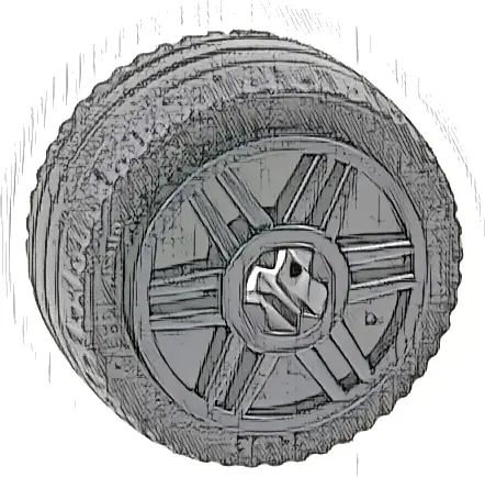 Wheel 18mm D. x 14mm with Axle Hole, Fake Bolts and Shallow Spokes with Black Tire 24 x 12 Low (55982 / 18977)