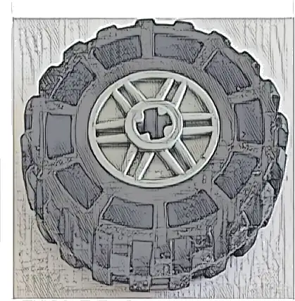 Wheel 18mm D. x 14mm with Axle Hole, Fake Bolts and Shallow Spokes with Black Tire 37 x 14 (55982 / 35578)