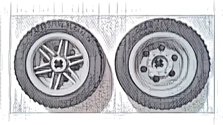 Wheel 30.4mm D. x 20mm with No Pin Holes and Reinforced Rim with Black Tire 43.2 x 22 ZR (56145 / 44309)