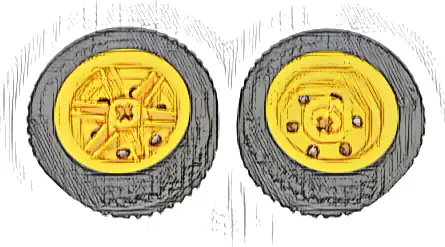 Wheel 30.4mm D. x 20mm with No Pin Holes and Reinforced Rim with Black Tire 43.2 x 22 ZR (56145 / 44309)