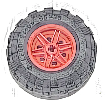 Wheel 30.4mm D. x 20mm with No Pin Holes and Reinforced Rim with Black Tire 56 x 26 Balloon (56145 / 55976)