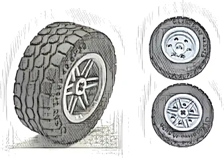 Wheel 30.4mm D. x 20mm with No Pin Holes and Reinforced Rim with Black Tire 49.5 x 20 (56145 / 15413)