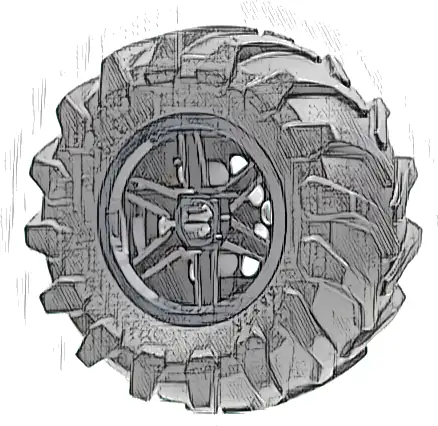 Wheel 30.4mm D. x 20mm with No Pin Holes and Reinforced Rim with Black Tire 56 x 26 Tractor (56145 / 70695)