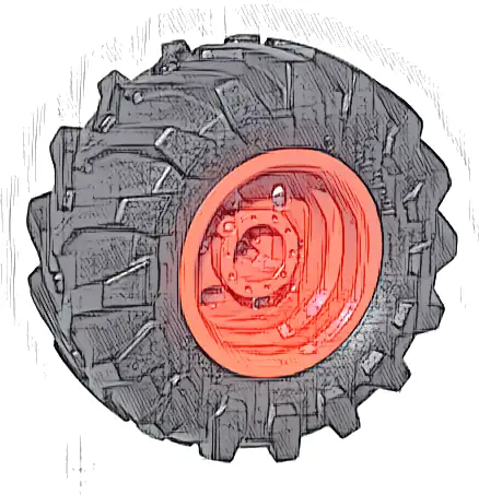 Wheel 30.4mm D. x 20mm with No Pin Holes and Reinforced Rim with Black Tire 56 x 26 Tractor (56145 / 70695)