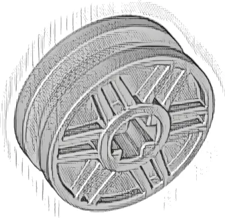 Wheel 18mm D. x  8mm with Fake Bolts and Shallow Spokes and Axle Hole