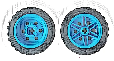 Wheel 30mm D. x 14mm with Black Tire 43.2 x 14 Offset Tread (56904 / 56898)