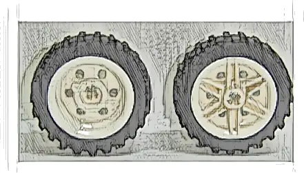 Wheel 30mm D. x 14mm with Black Tire 43.2 x 14 Offset Tread (56904 / 56898)