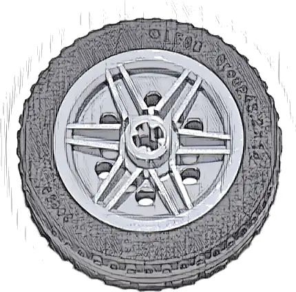 Wheel 30mm D. x 14mm with Black Tire 43.2 x 14 Solid (56904 / 30699)