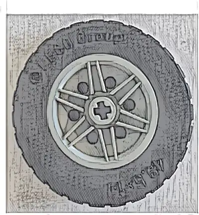 Wheel 30mm D. x 14mm with Black Tire 49.5 x 14 (56904 / 70490)