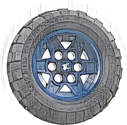 Wheel 43.2mm D. x 26mm Technic Racing Small, 6 Pin Holes with Black Tire 68.7 x 34 R (56908 / 61480)