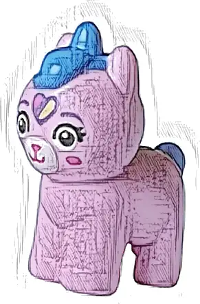 Kittycorn, Baby, Gabby's Dollhouse with Dark Azure Mane and Tail, White Eyes and Muzzle, Black Eyelashes, Medium Lavender Eyebrows and Heart, Dark Pink Nose, Mouth and Cheeks Pattern