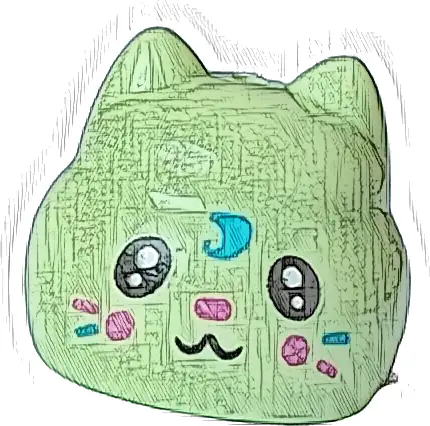 Brick, Round with Indented Top and Cat Ears with Black and White Eyes, Dark Pink Nose and Cheeks, Medium Azure Hair Curl and Whiskers Pattern (Gabby's Dollhouse Baby Cupcake Head)