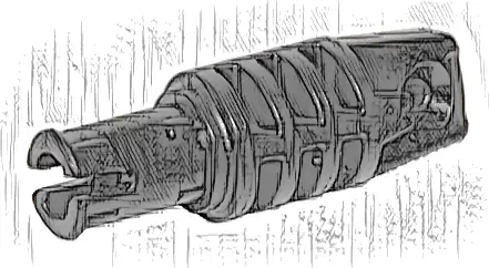 Hinge Cylinder 1 x 3 Locking with 1 Finger and Pin with Squared Hole and Friction Ridges on Ends