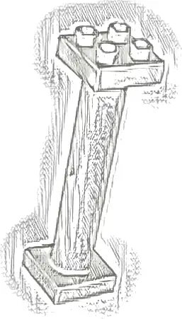 Duplo Support Column 2 x 2 x 6 Round with Open Latticed Back