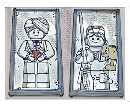 Glass for Window 1 x 4 x 6 with Mirrored Quirinus Quirrell / Ron Weasley Pattern (Stickers) - Set 75954