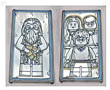 Glass for Window 1 x 4 x 6 with Mirrored Albus Dumbledore / Harry Potter with Parents Pattern (Stickers) - Set 75954