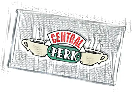 Glass for Window 1 x 4 x 6 with 2 Cups of Coffee and  'CENTRAL PERK' Pattern