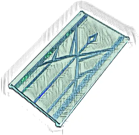 Glass for Window 1 x 4 x 6 with Metallic Light Blue Ice Crystals, Lines and Diamond Pattern (Sticker) - Set 43197