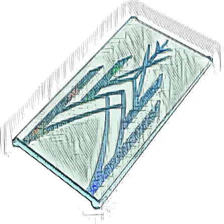Glass for Window 1 x 4 x 6 with Metallic Light Blue Ice Crystals, Arch and Shards Pattern (Sticker) - Set 43197