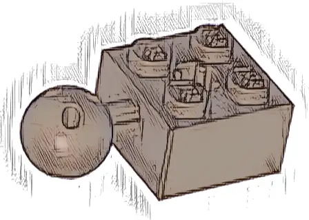 Technic, Brick Modified 2 x 2 with Ball Joint and Axle Hole with 6 Holes in Ball