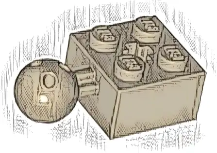 Technic, Brick Modified 2 x 2 with Ball Joint and Axle Hole with 6 Holes in Ball