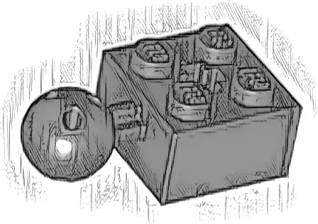 Technic, Brick Modified 2 x 2 with Ball Joint and Axle Hole with 6 Holes in Ball