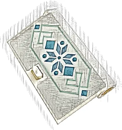 Door 1 x 3 x 4 Right - Open Between Top and Bottom Hinge with Metallic Light Blue Snowflake, Squares and Lines Pattern (Sticker) - Set 43197