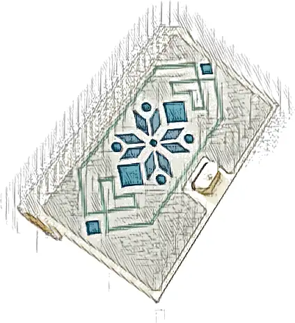 Door 1 x 3 x 4 Left - Open Between Top and Bottom Hinge with Metallic Light Blue Snowflake, Squares and Lines Pattern (Sticker) - Set 43197