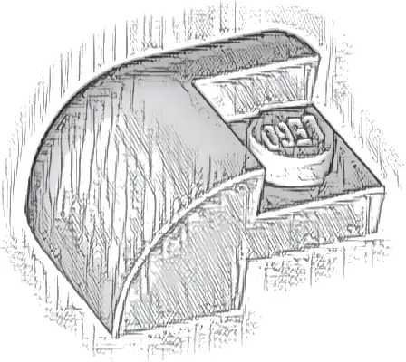 Slope, Curved 2 x 2 Corner Round with Recessed Stud