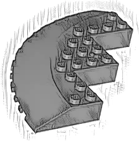 Brick, Round Corner 10 x 10 with Slope 33 Edge, Axle Hole, Facet Cutout