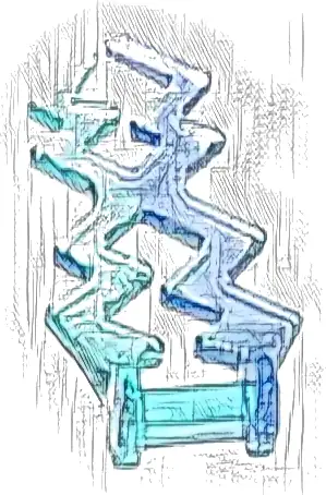 Wave Angular Double with Bar Handle (Electric Zigzag / Lightning Bolt) with Marbled Trans-Purple Pattern