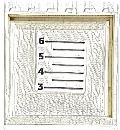 Panel 1 x 6 x 5 with Black Horizontal Lines with Number 3, 4, 5 and 6 Height Chart Pattern on Inside (Sticker) - Set 60316